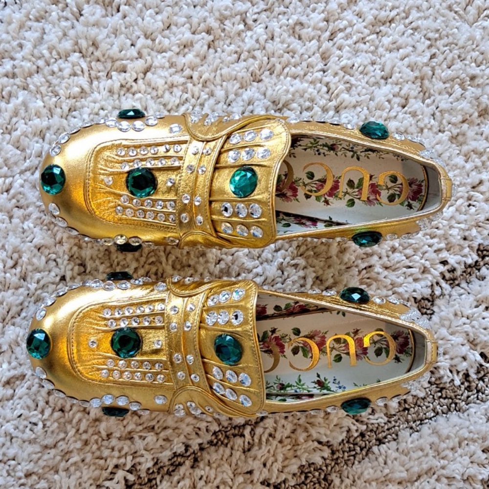 FINAL PRICE. Gucci Rhinestone Leather Platform Heels - Picture 5 of 8